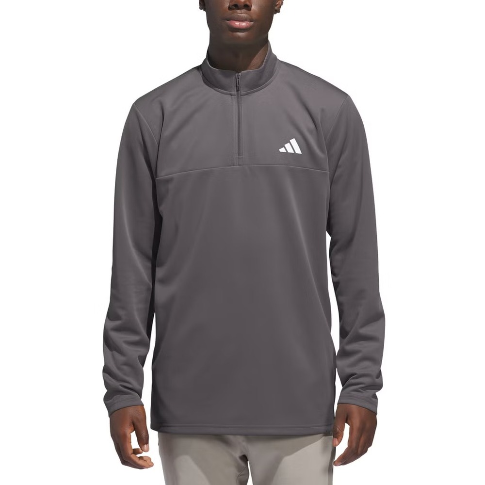 Adidas Mens Long Sleeve Quarter Zip Pullover Gray Activewear XL